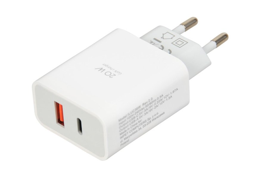 Rejselader iBOX C-36 GaN PD20W, hvid #1