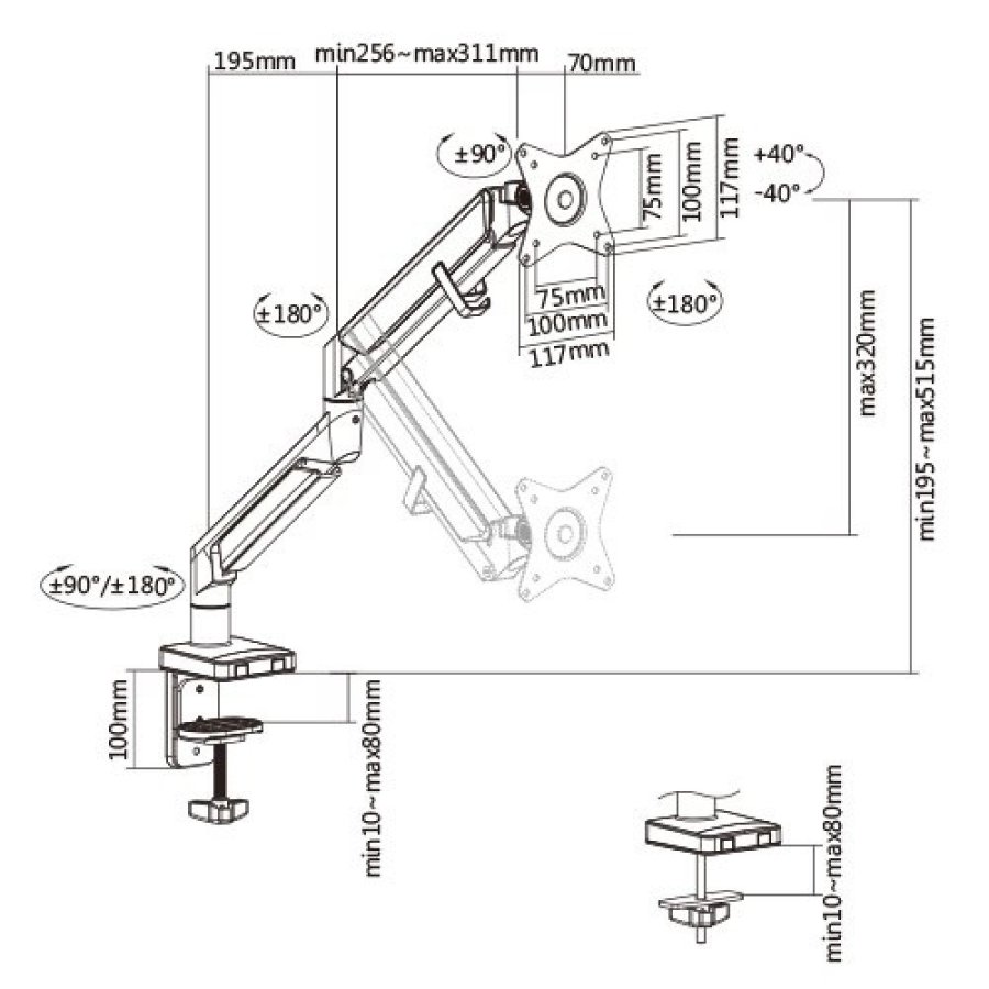 Techly ICA-LCD 3712 skrmbeslag og -stativer 81,3 cm (32