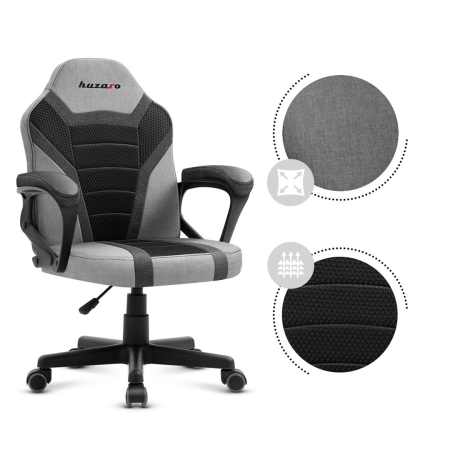 Gaming stol til brn Huzaro HZ-Ranger 1.0 Gr Mesh, gr og sort #3