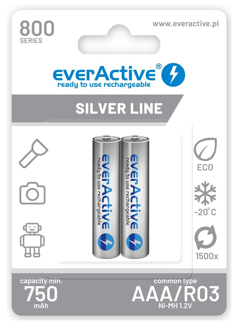 Genopladelige batterier everActive Ni-MH R03 AAA 800 mAh Silver Line - 2 stk. #1