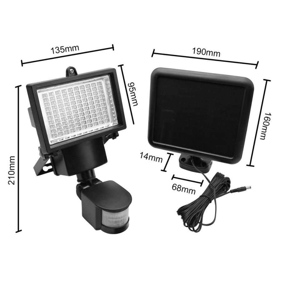 Solar LED projektr med bevgelsesdetektor Maclean Energy IP44, 6W, 360lm, 6000K kold hvid, batteri Li-ion 2400 mAh, 5.5V DC MCE442 #7