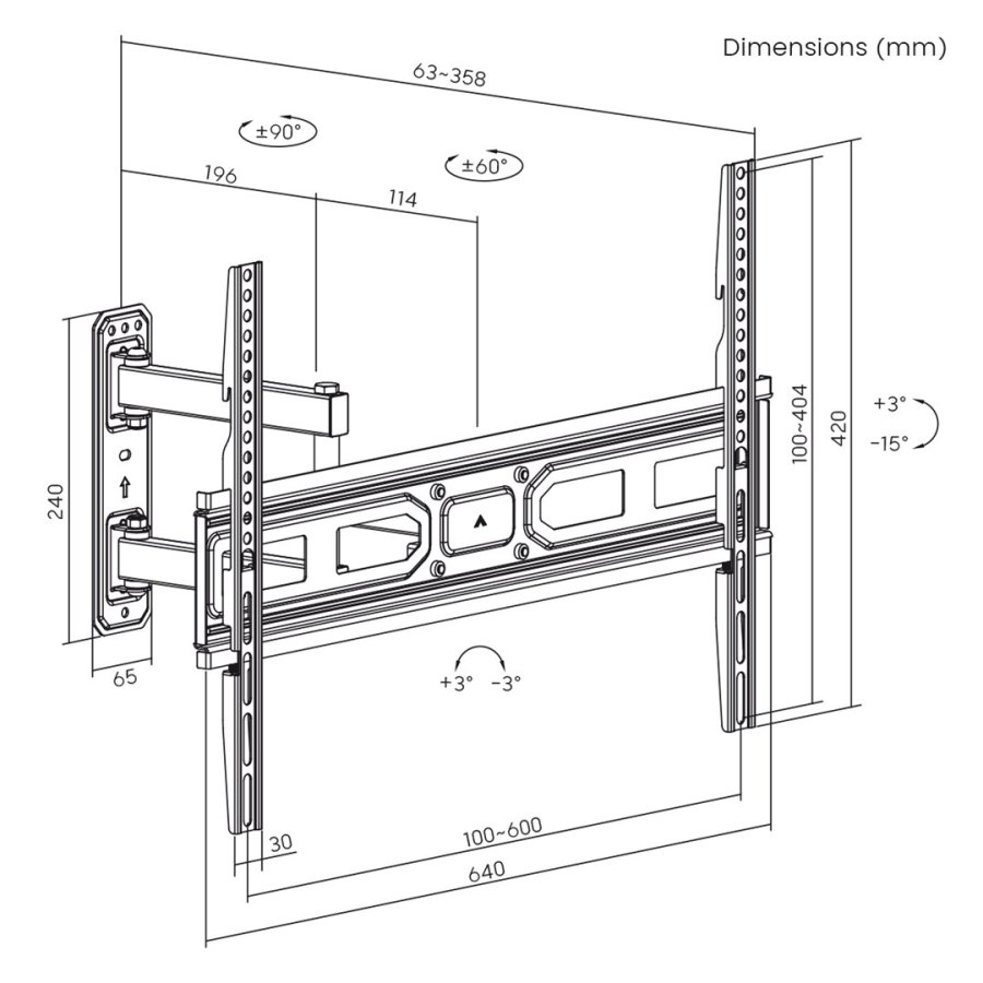 Maclean MC-798N TV-beslag, beslag til TV max VESA 600x400, 37-70