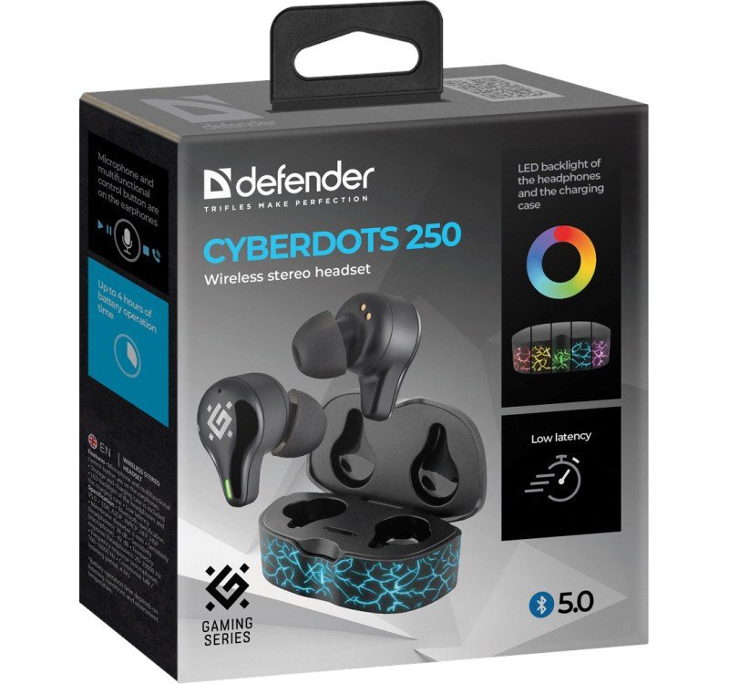 HOVEDTELEFONER DEFENDER BLUETOOTH CYBERDOTS 250 GAMING SORT #6