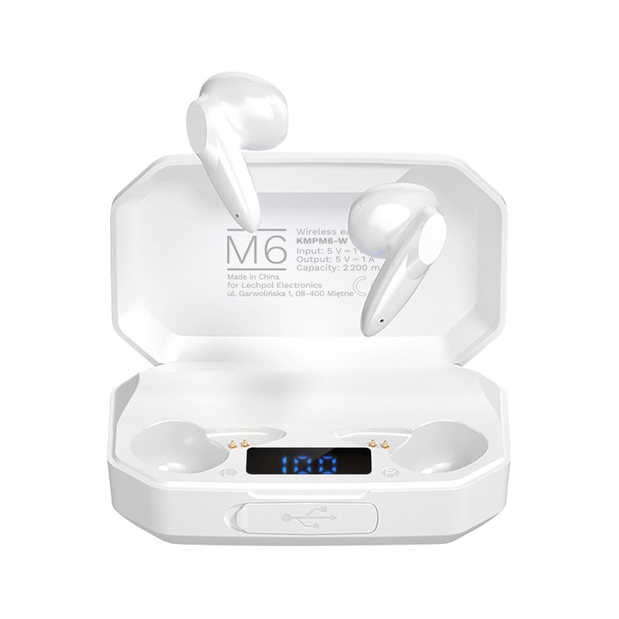 Kruger&Matz M6 Wireless In-Ear Headphones with Power Bank - White #2