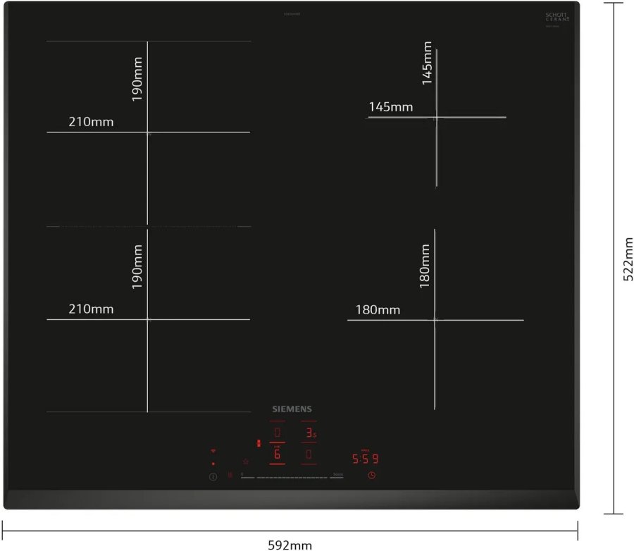 Siemens iQ500 ED65KHSB1E kogeplade Sort Indbygget 60 cm Zone induktionskogeplade 4 zone(s) #5