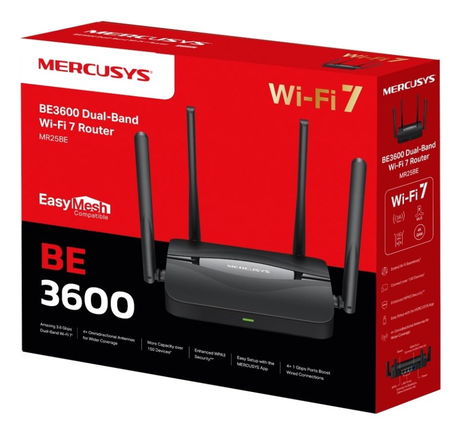 Mercusys MR25BE tr�dl�s router Gigabit Ethernet Dual-band (2,4 GHz / 5 GHz) Sort #3