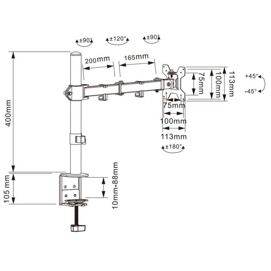 Techly ICA-LCD 503BK2 skrmbeslag og -stativer 68,6 cm (27