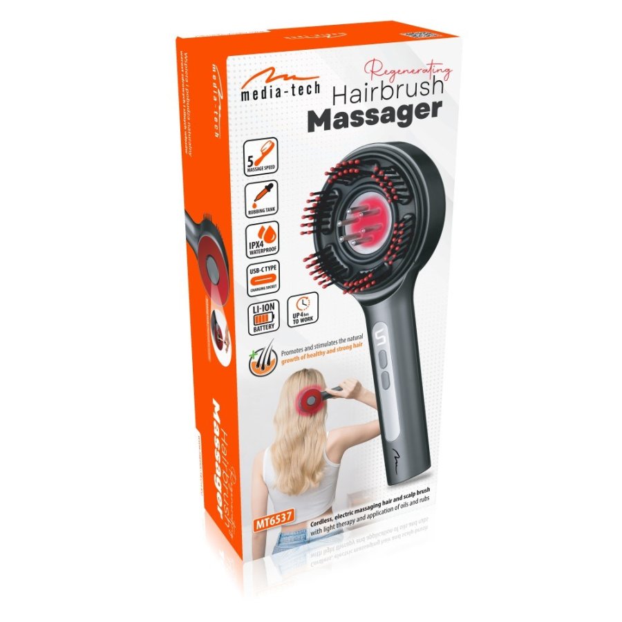 Massagerende hrbrste til hr og hovedbund REGENERATING HAIRBRUSH MASSAGER MT6537 #18