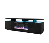RTV EVA-skab med elektrisk pejs 180x40x52 cm sort/blank sort #1
