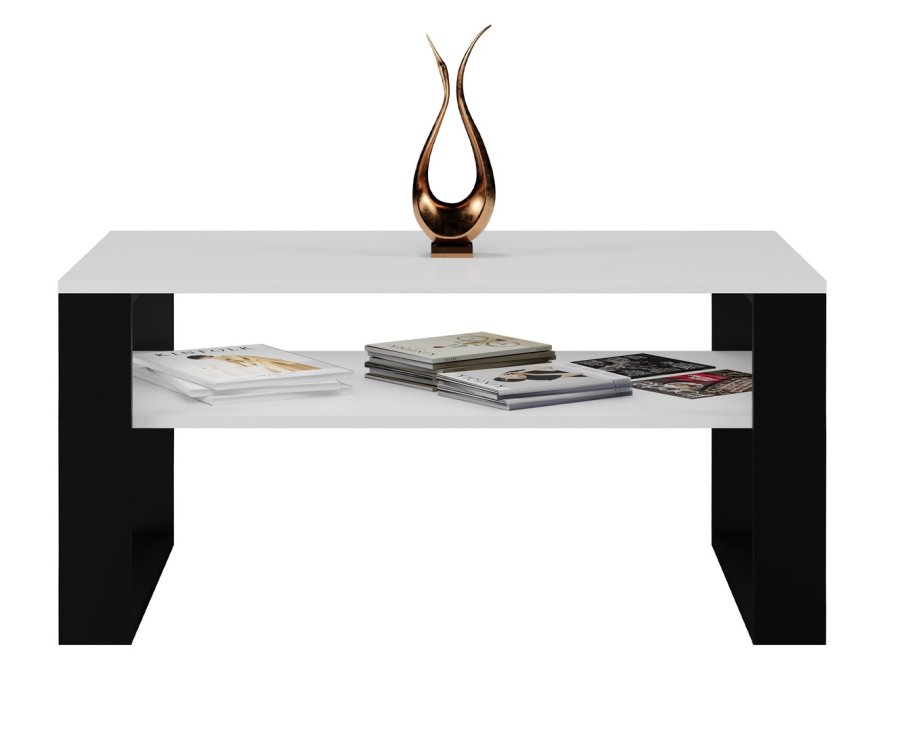 Topeshop MODERN 1P HVID SORT kaffe-, side- & endebord Kaffebord Rektangulr form 2 ben #2