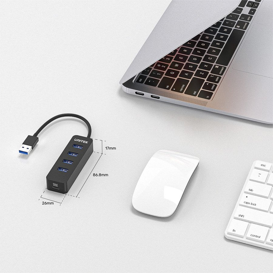 UNITEK uHUB Q4 USB 3.2 Gen 1 (3.1 Gen 1) Type-A 5000 Mbit/s Sort #7