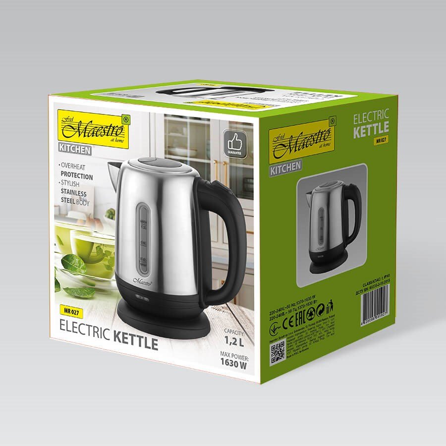 MAESTRO MR-027 elkedel 1,2 L 1630 W Stl, Sort #7