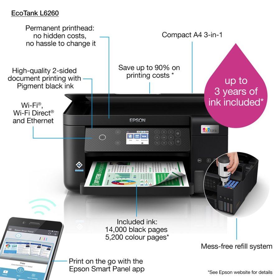 Epson L6260 Inkjet A4 4800 x 1200 dpi 33 sider pr. minut Wi-Fi #25