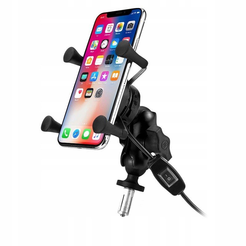 MOTORCYKEL TELEFONHOLDER FREEDCONN MC7W MED INDUKTIV OPLADER + BM2R FASTGRELSE AF HOVEDRR #1