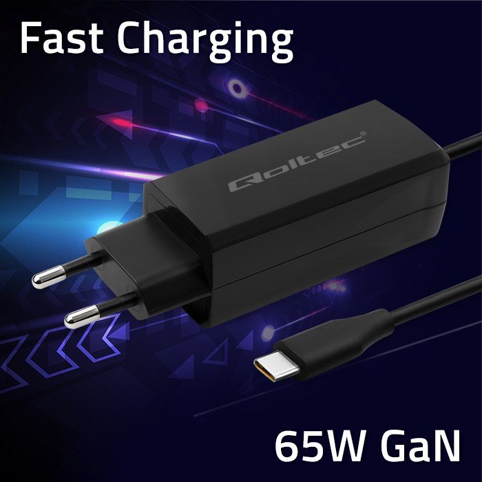 Qoltec 52419 65W GaN superhurtig oplader| 5-20V | 3-3,25A | USB-C 3.1 #3