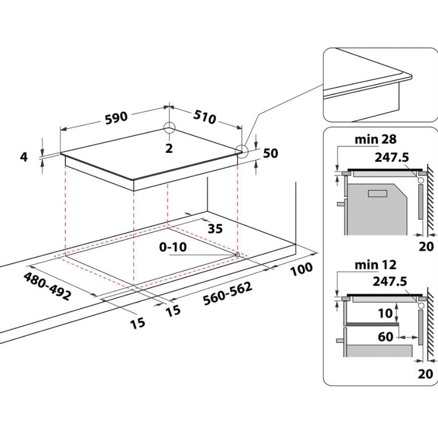 Whirlpool WB B3960 BF kogeplade Sort Indbygget 59 cm Zone induktionskogeplade 4 zone(s) #4