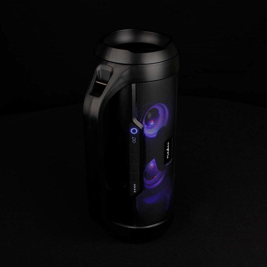 Bluetooth Party Boombox | 6 timer | 2.0 | 120 W | Medieafspilning: AUX / Micro SD / USB | IPX5 | Kan parres | Brehndtag | Fest lys | Sort #11
