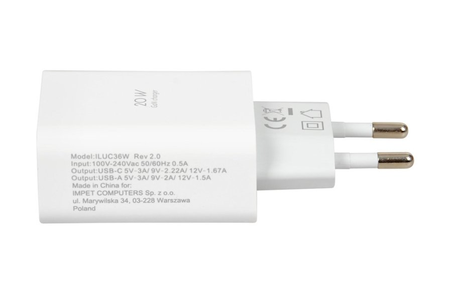 Rejselader iBOX C-36 GaN PD20W, hvid #2