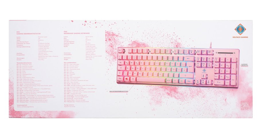 Deltaco Gaming PK75 RGB-tastatur, 105 taster, tysk layout, membrankontakt, USB #12