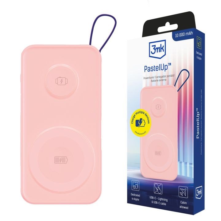 3MK PastelUp 10000 mAh Tr�dl�s opladning Lyser�d #1