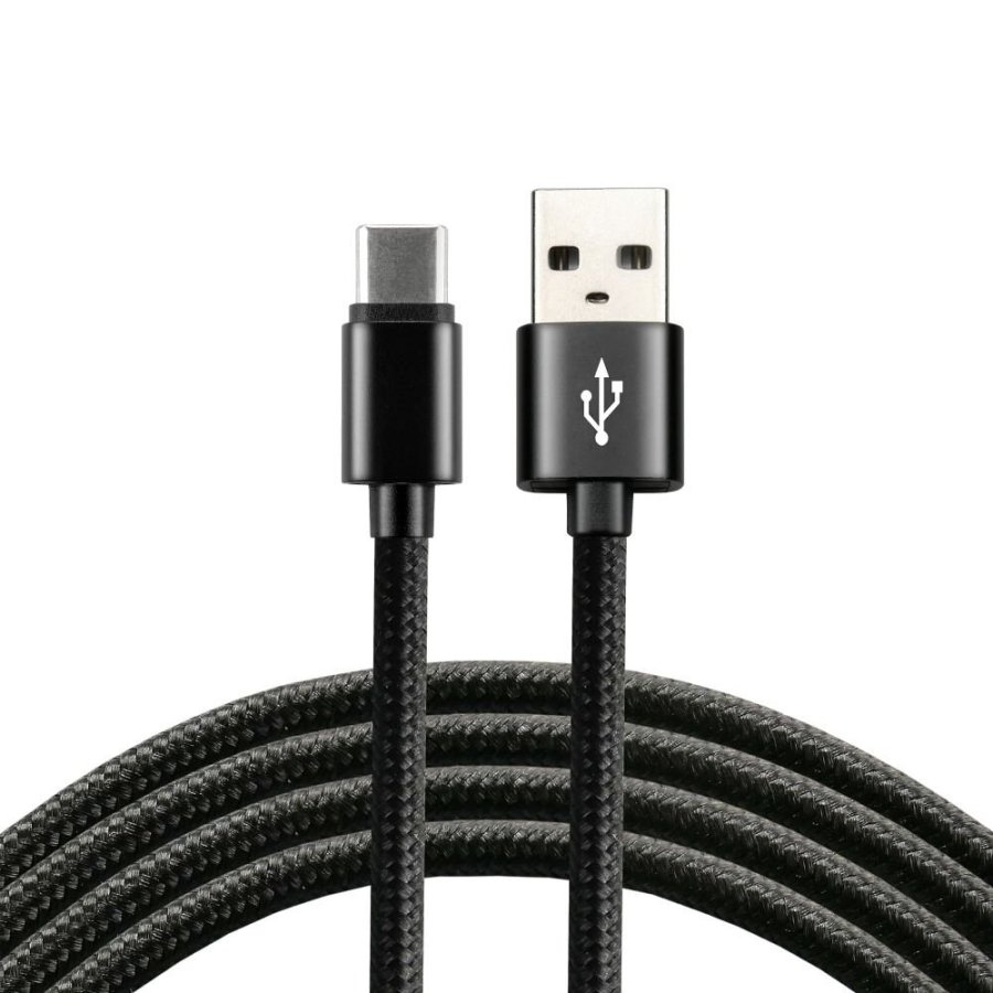 everActive USB-C-kabel 1m - Sort, flettet, understttelse af hurtig opladning, 3A - CBB-1CB #1
