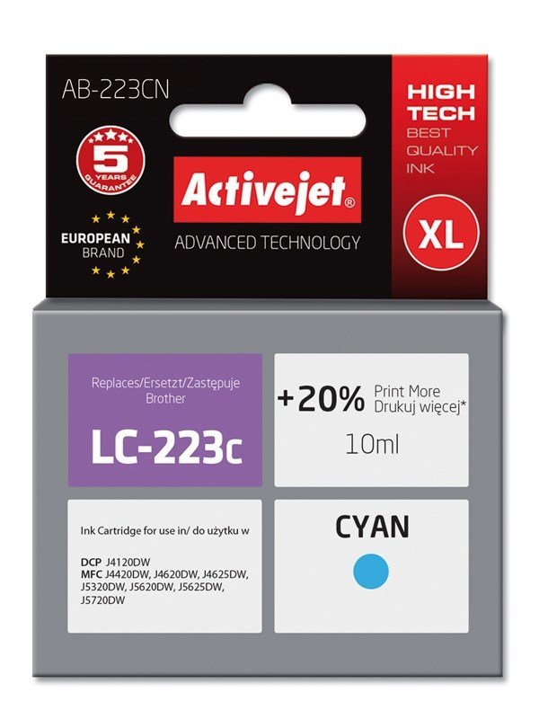 Activejet AB-223CN blk (Brother LC223C erstatning; Supreme; 10 ml; bl) #1