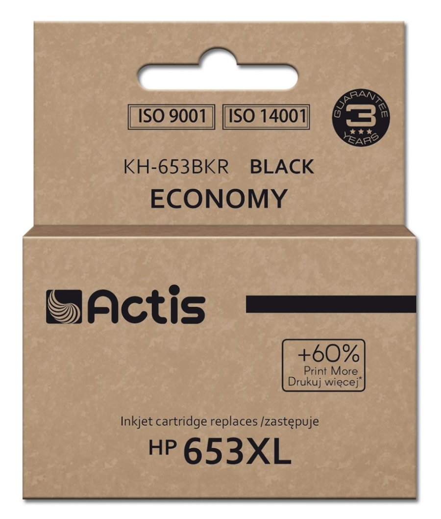 Actis KH-653BKR Blk til HP-printer, erstatning HP 653XL 3YM75AE; Premium; 20 ml; 575 sider; sort #1