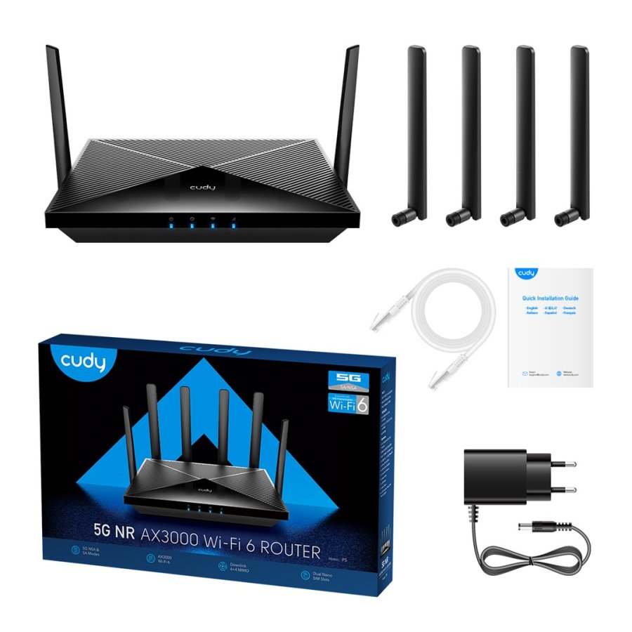 Cudy P5 trdls router Gigabit Ethernet Dual-band (2,4 GHz / 5 GHz) 5G Sort #4