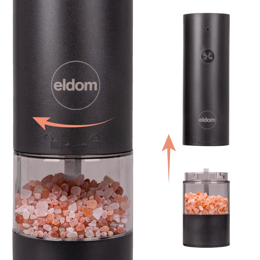 ELDOM ZMP5 BATTERIDREVET PEBER- OG SALTKV�RNES�T MED STATIV, SORT #2