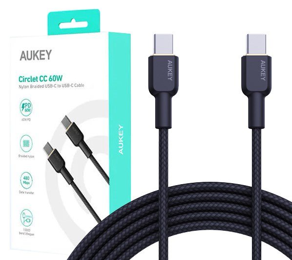 AUKEY CB-NCC1 USB-C Type-C Power Delivery PD 60W 3A 1m Nylon Sort #1