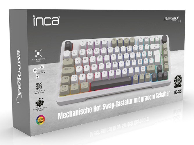 Inca IKG-455 tastatur Spil USB + RF Wireless + Bluetooth QWERTY Tysk Hvid #4