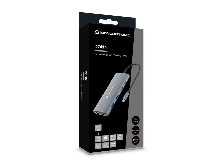 Conceptronic DONN06G Ledningsf�rt USB 3.2 Gen 1 (3.1 Gen 1) Type-C Gr� #8