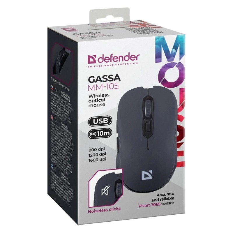 MOUSE DEFENDER GASSA MM-105 RF SILENT BLACK #4