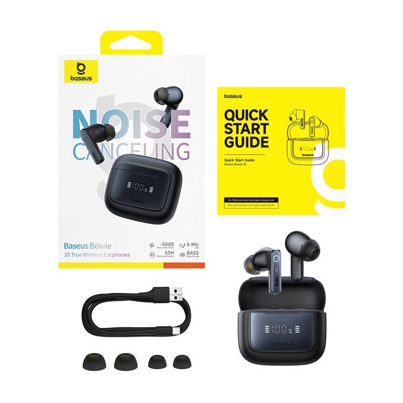 Baseus Bowie 35 TWS Bluetooth-hovedtelefoner med stjreduktion In-ear Forbindelse/musik Bluetooth Sort #9