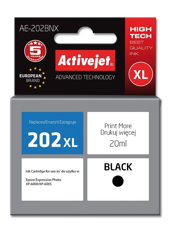 Activejet AE-202BNX Blk (erstatning Epson 202XL G14010; Supreme; 20 ml; sort) #1
