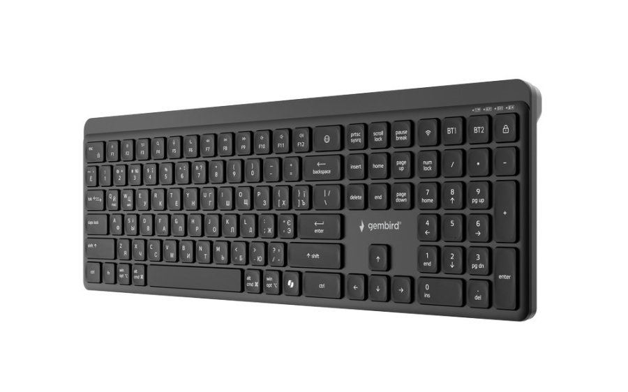 Gembird KB-WPS-03 tastatur Kontor RF tr�dl�s + Bluetooth QWERTY US International, Ukrainsk, Russisk Sort #8