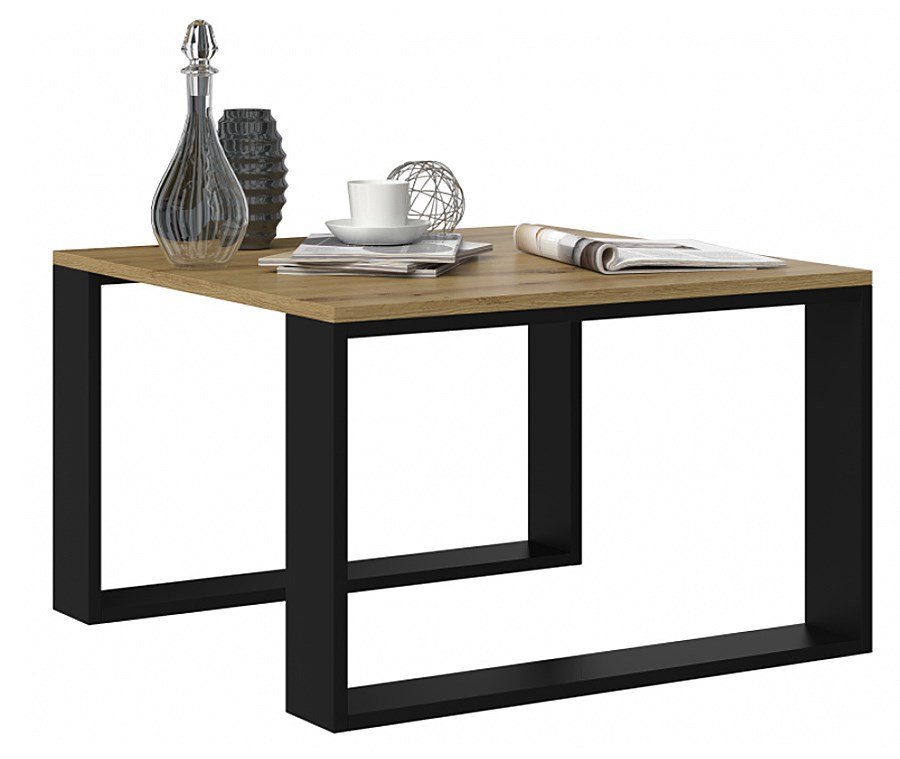 MODERN MINI bord 67x67x40 cm Hndvrker egetr/Sort #2