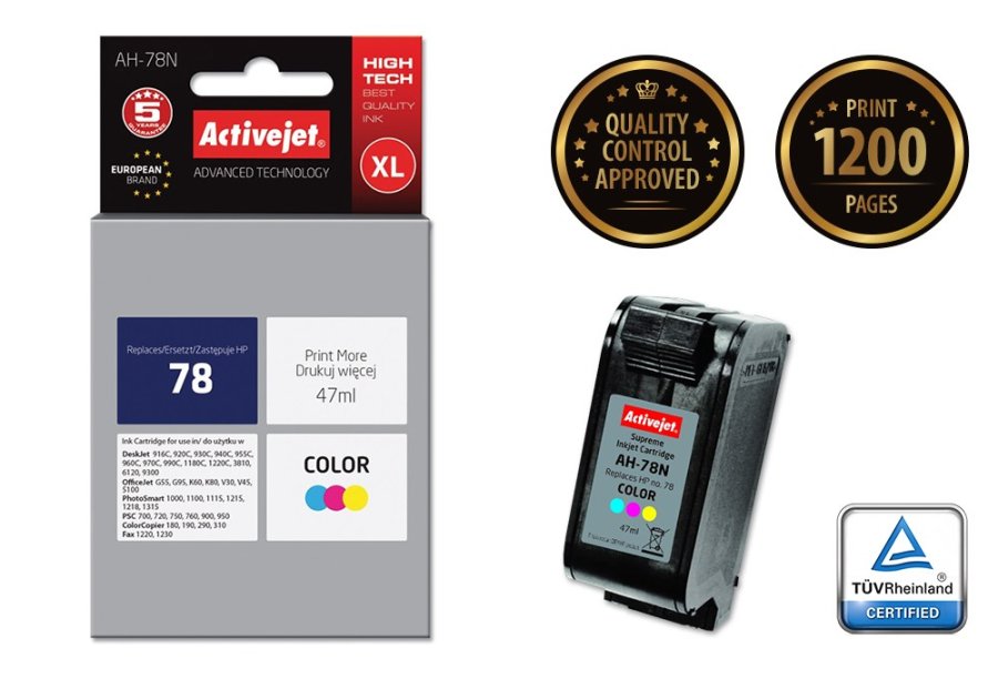 Activejet AH-78N blk (erstatning HP 78 C6578D; Supreme; 47 ml; farve) #2