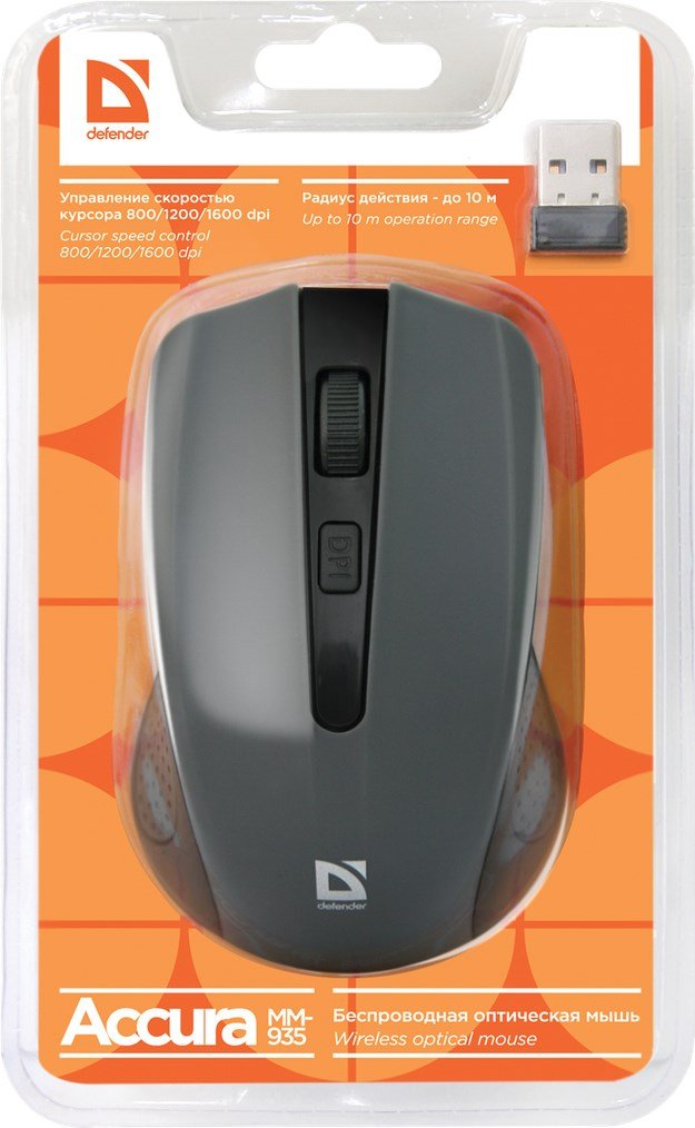 Defender MM-935 mus Ambidextrous RF trdlst Optisk 1600 dpi #3