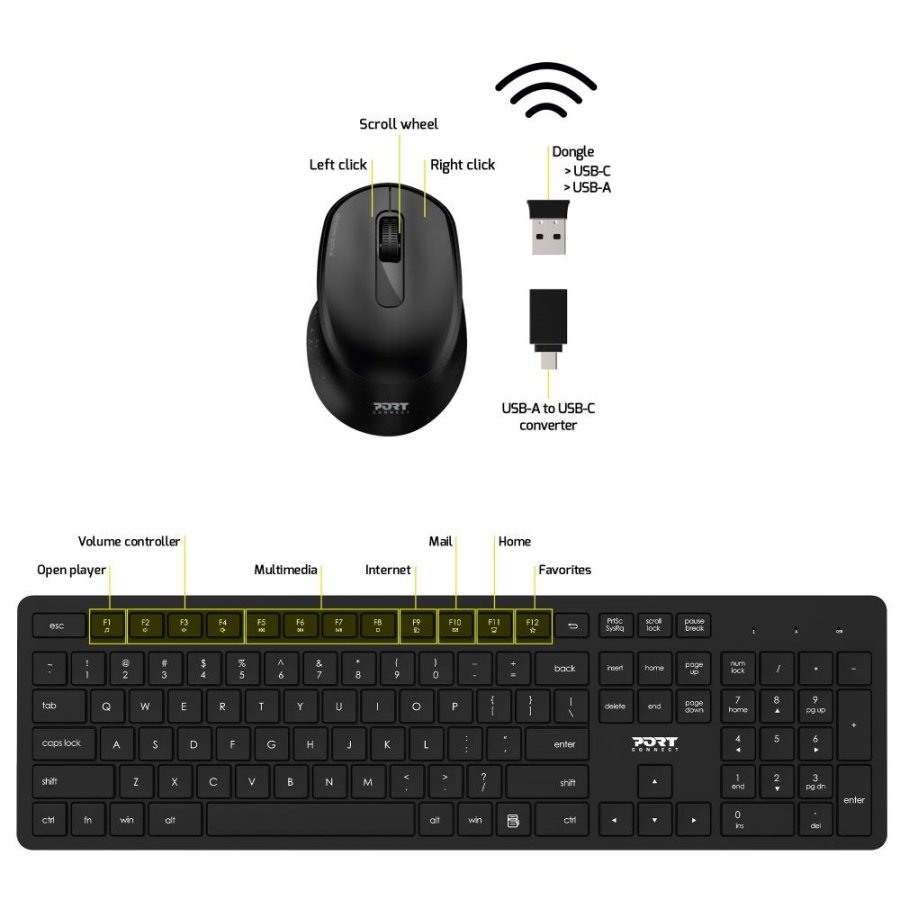 Port Designs 900904-US tastatur QWERTY US International Sort #6