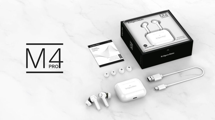 Krger&Matz M4 PRO Headset Trdls I rerne Opkald/Musik/Sport/Hverdag Bluetooth Hvid #11