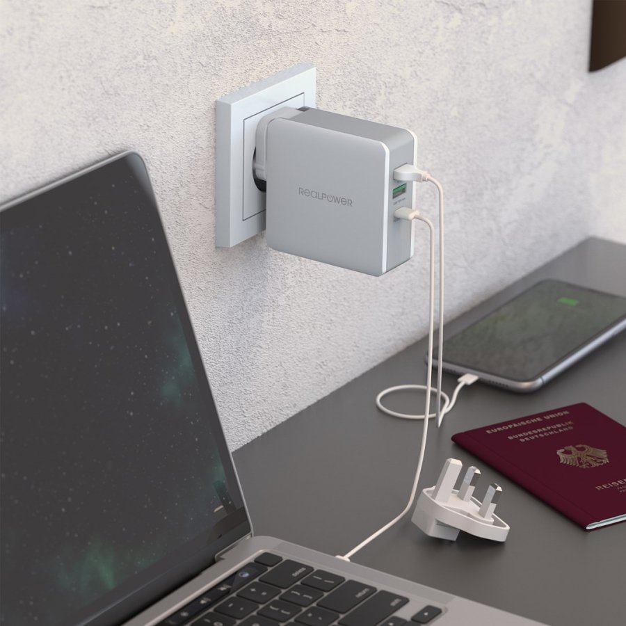 RealPower DeskCharge-65 Travel Universel Gr� Vekselstr�m Indend�rs #5