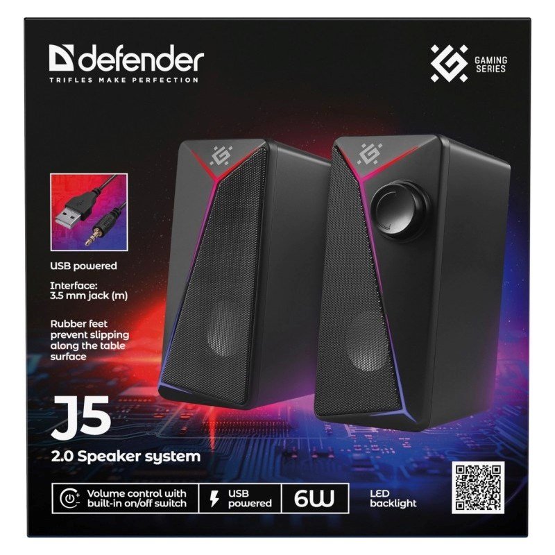 PC Speakers 2.0 DEFENDER J5 2.0 6W LED USB black #10