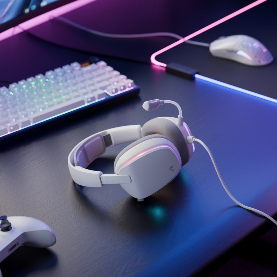 Glorious Gaming GHS Eternal RGB Headset Ledningsf�rt Spil USB Type-C Hvid #23