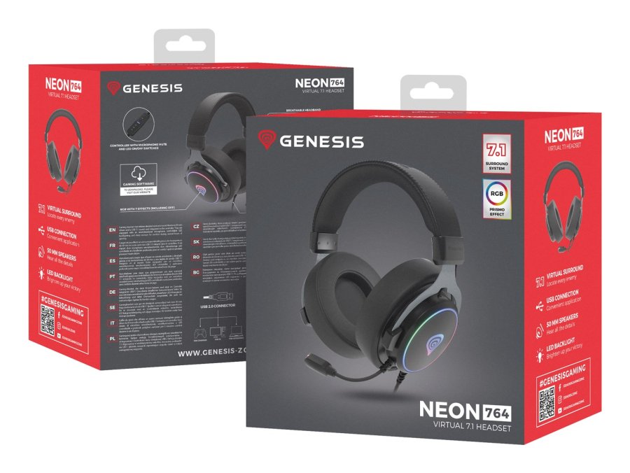 GENESIS Neon 764 Headset Ledningsfrt Spil USB Type-A Sort #11