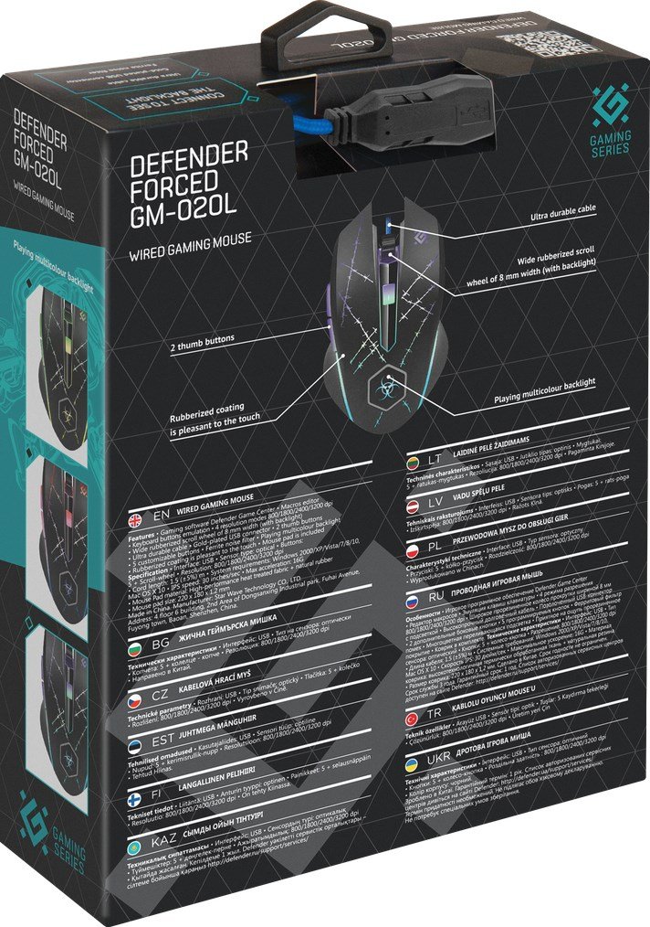 Defender Forced GM-020L mus Spil Ambidextrous USB Type-A Optisk 3200 dpi #22