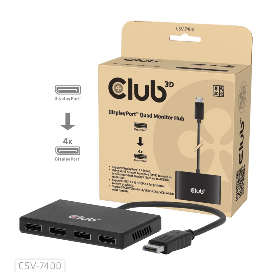 CLUB3D CSV-7400 video-splitter DisplayPort 4x DisplayPort #1