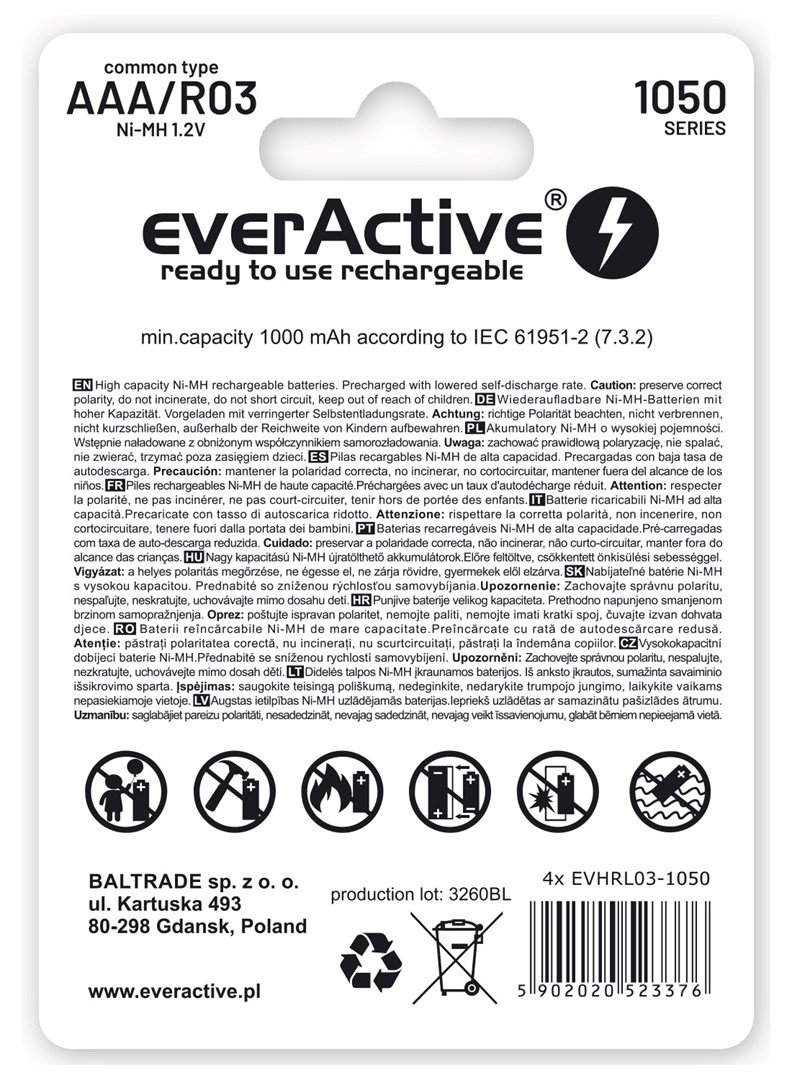 Genopladelige batterier everActive Ni-MH R03 AAA 550 mAh Infinity Line #2