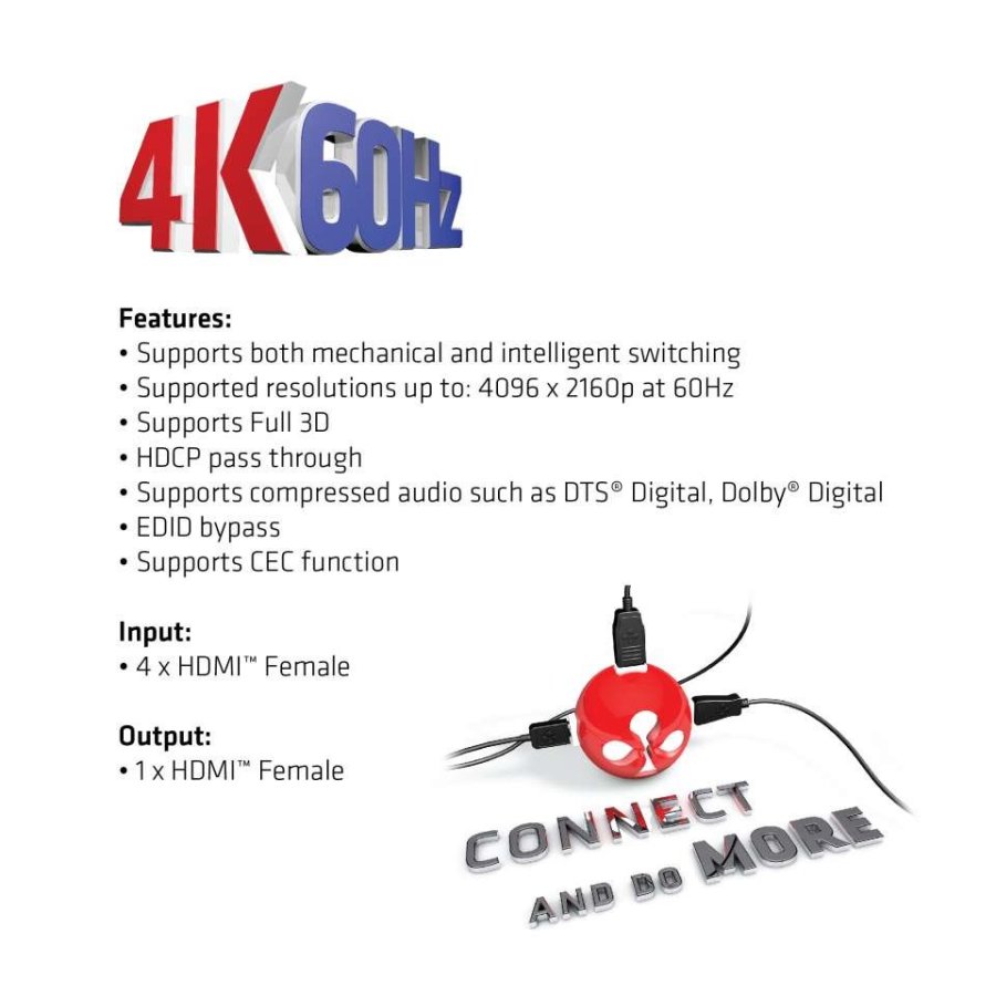 CLUB3D HDMI 2.0 UHD SwitchBox 4 Ports #6