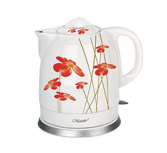 Feel-Maestro MR-066-RED FLOWERS elkedel 1,5 L 1200 W Rd, Hvid #4